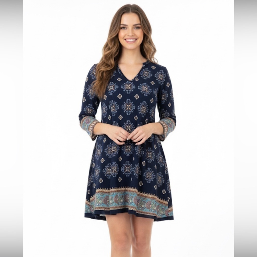 Entro size medium blue paisley boho dress